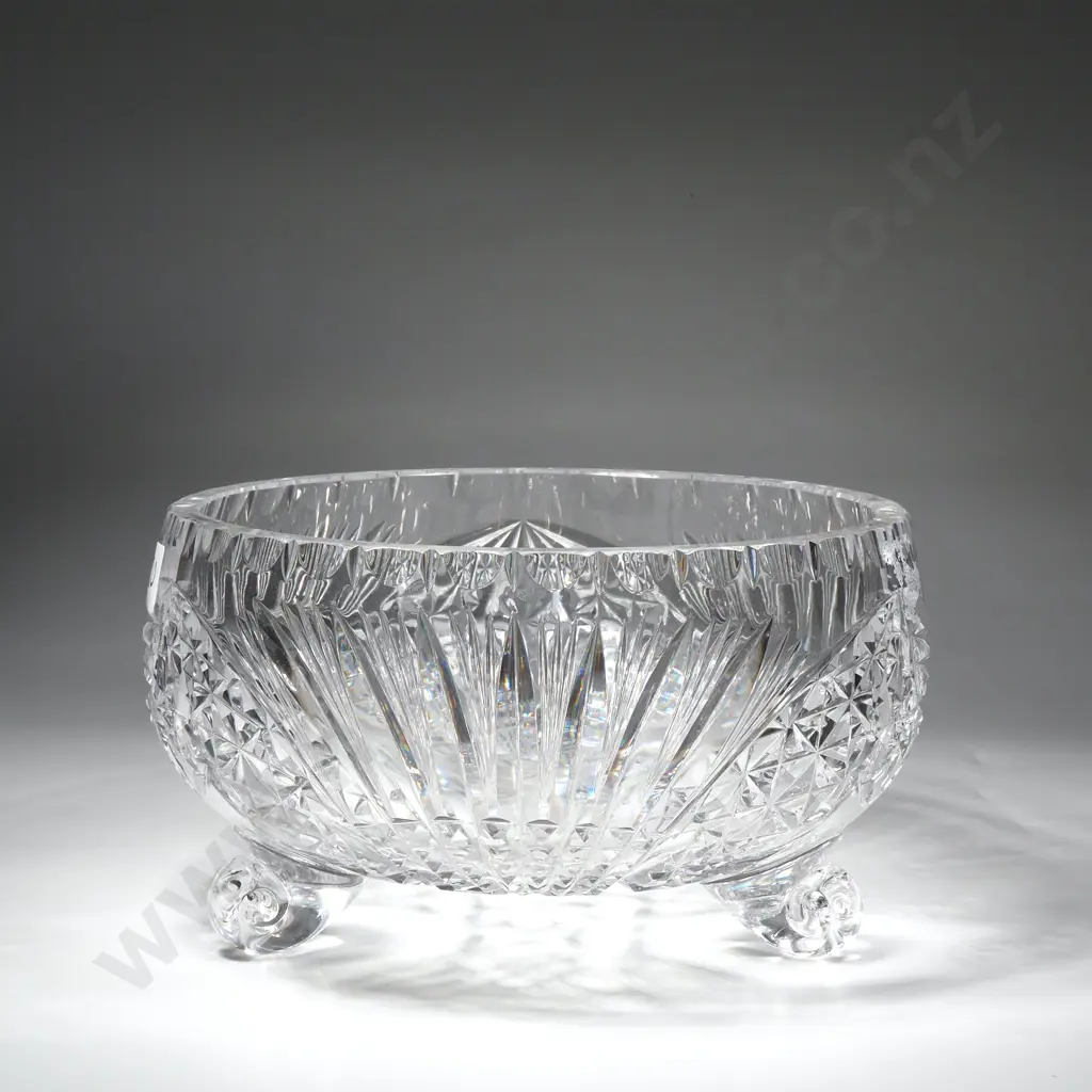 Large & Heavy Cut Crystal Footed Bowl Image 1++