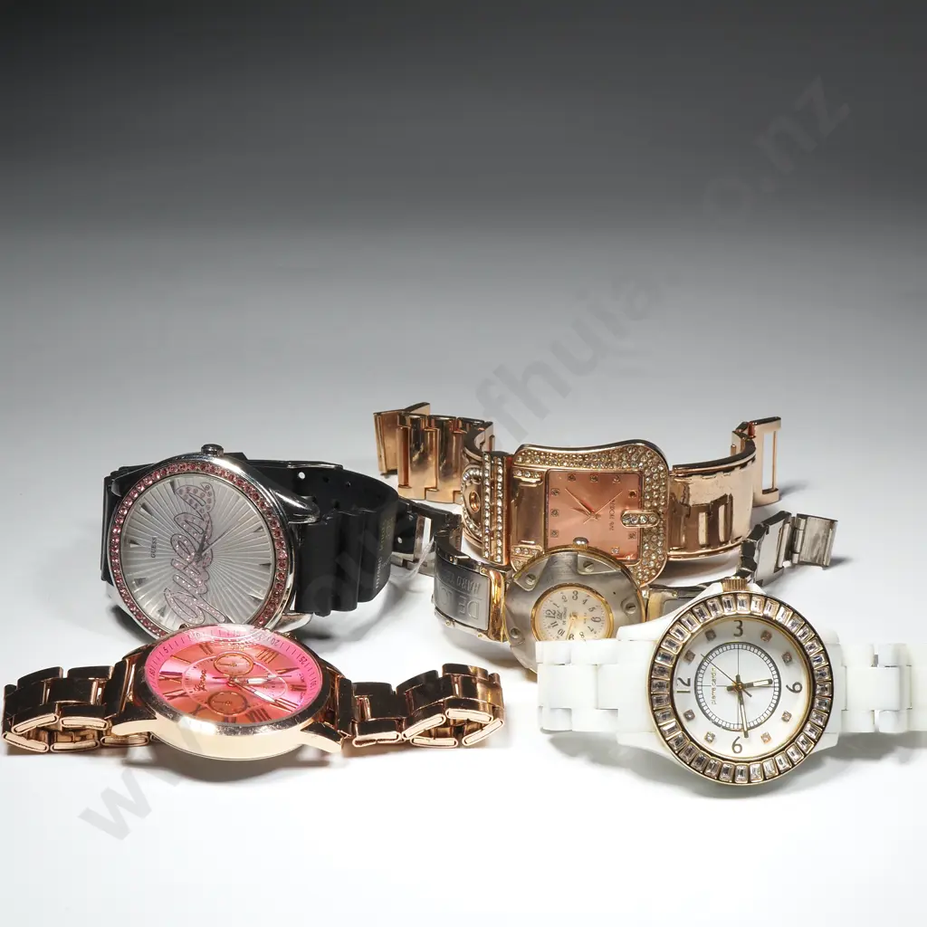 Five Ladies Dress Watches - Geneva, Pierre Cardin, Guess, Bespoke Time & De Longe Image 1++