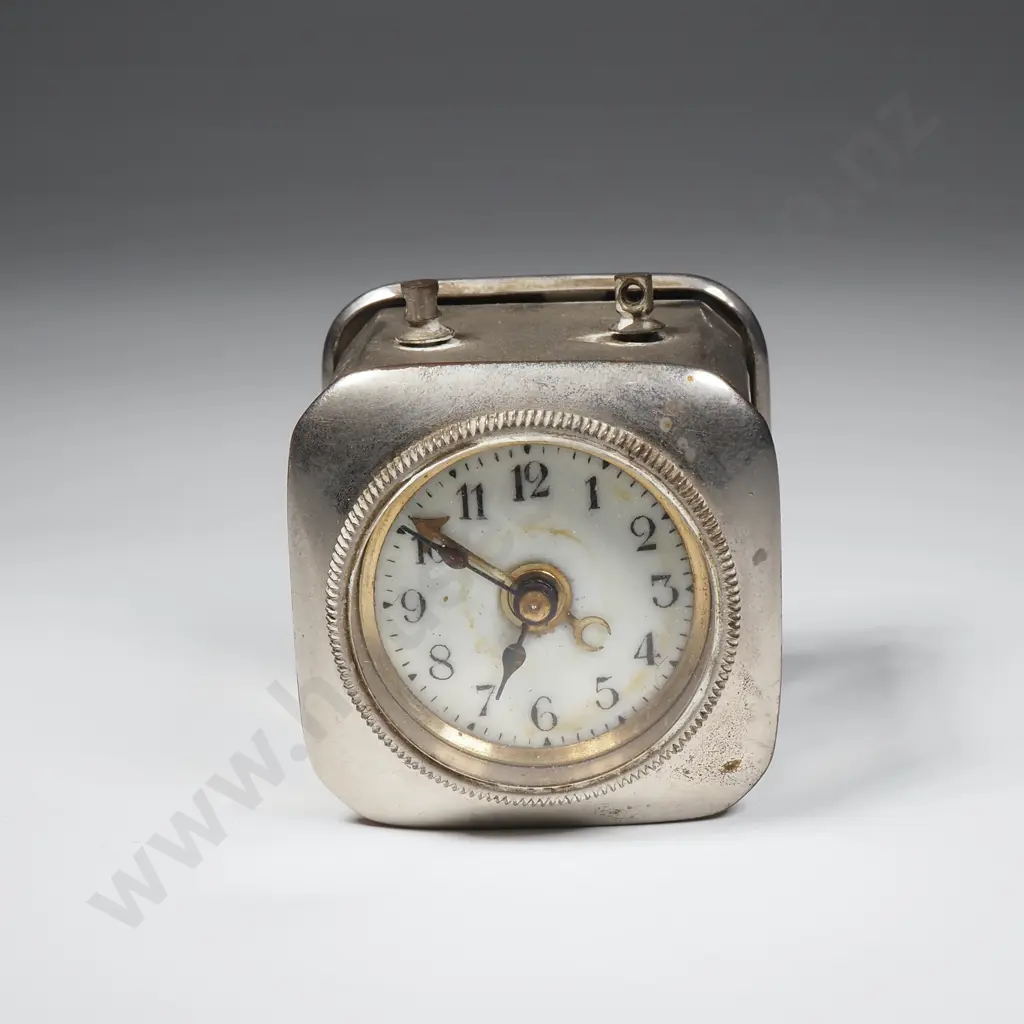 WW2 Era German Travel Alarm Clock W Chromium Plated Case Image 1++