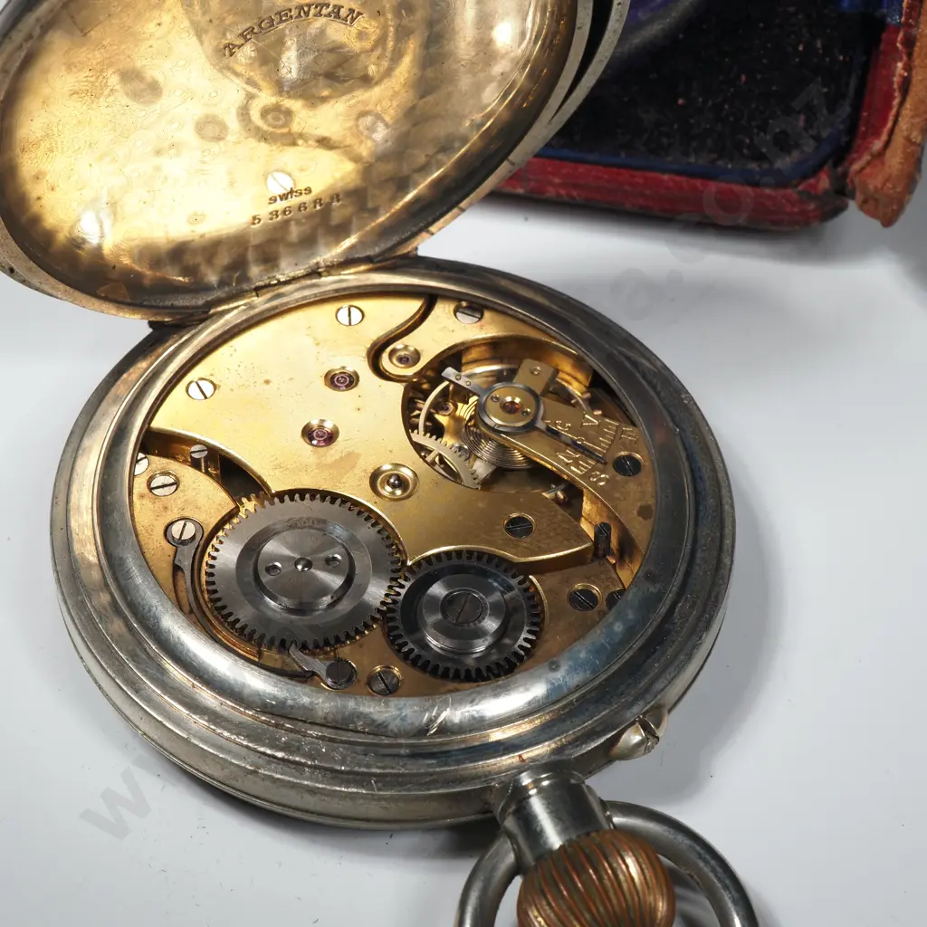 Goliath Pocket Watch In Leather Watch Holder. Image 1++