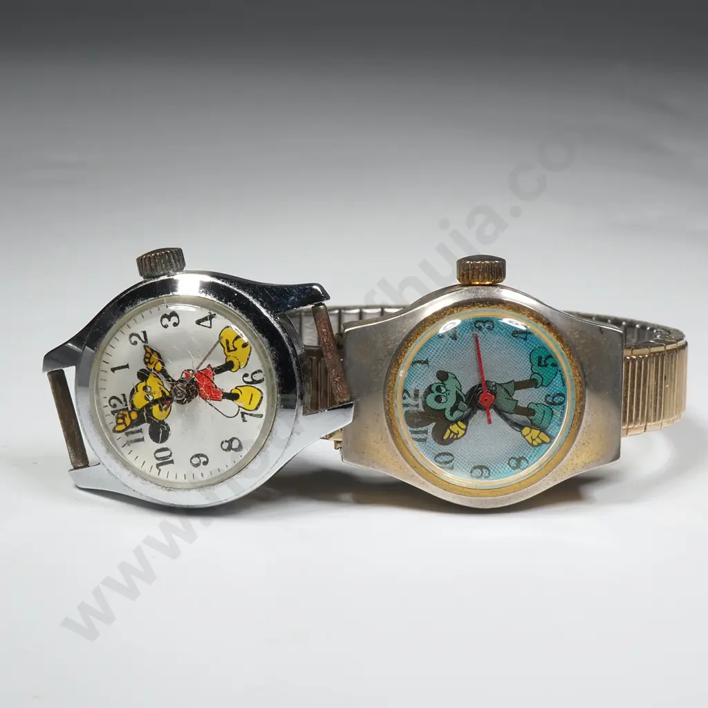 Vintage Disney Mickey Mouse Watch & Another Mickey Mouse (Antimagnetique) Wristwatch Minus Strap Image 1++