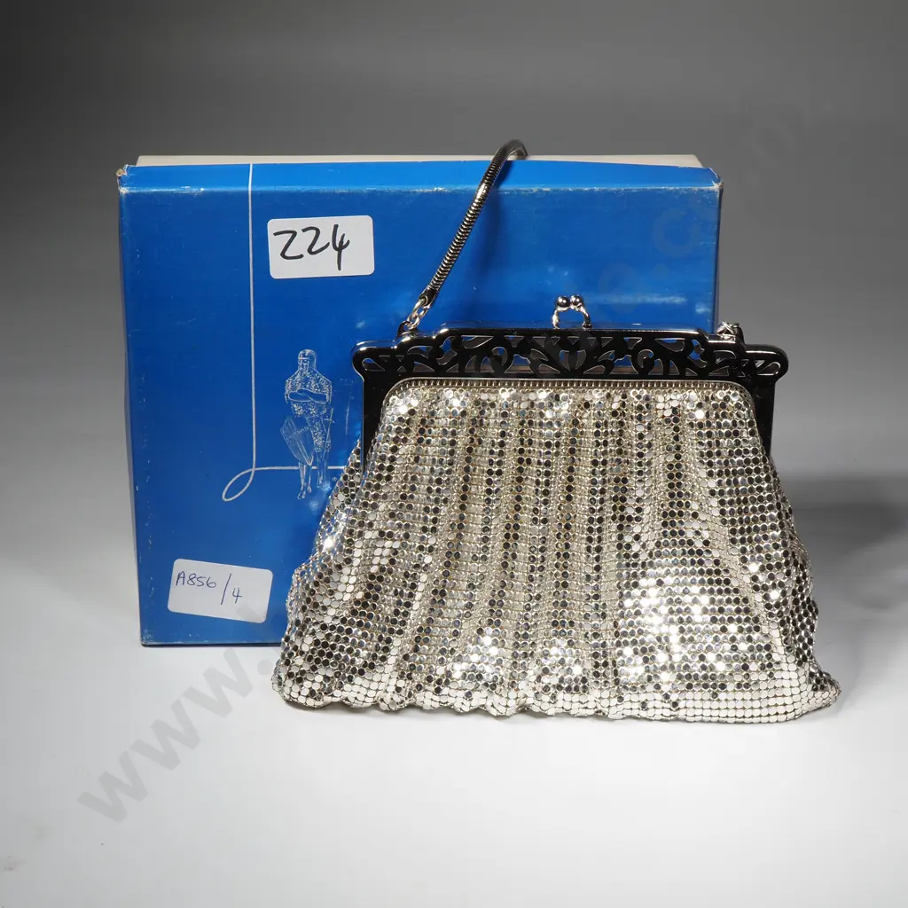 Whiting & Davis Silver Evening Bag In Original Box. Unused  Image 1++