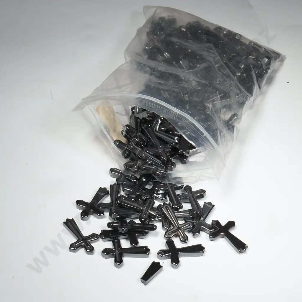 Large Quantity of Small Hematite Cross Pendants Image 1++