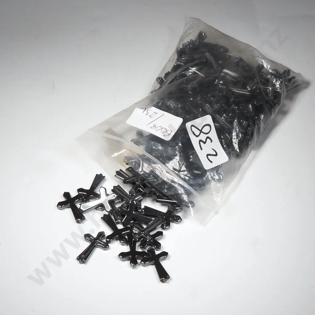 Large Quantity of Small Hematite Cross Pendants Image 1++