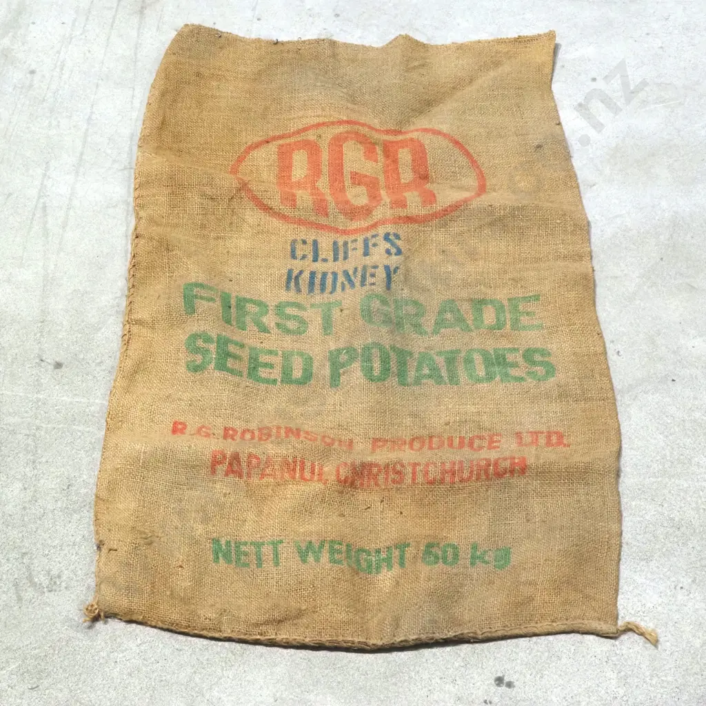 Jute Sack - Seed Potatoes from RG Robinson Main North Road Christchurch Image 1++
