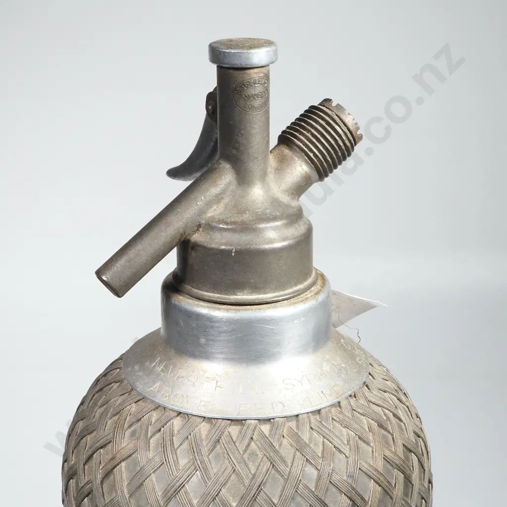 Antique Mesh Weaving Soda Syphon Bottle - Made in England - 230mm Image 1++