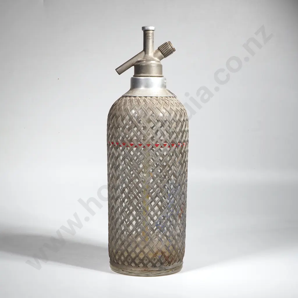 Antique Mesh Weaving Soda Syphon Bottle - Made in England - 230mm Image 1++