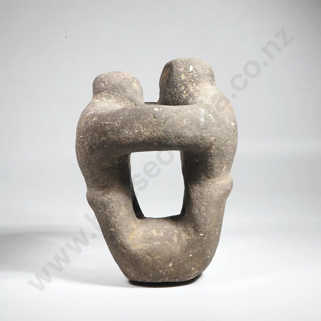 Stone Sculpture of Two People Embracing - Hagen Area, New Guinea Image 1++