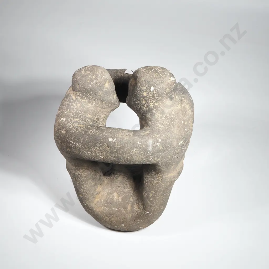 Stone Sculpture of Two People Embracing - Hagen Area, New Guinea Image 1++