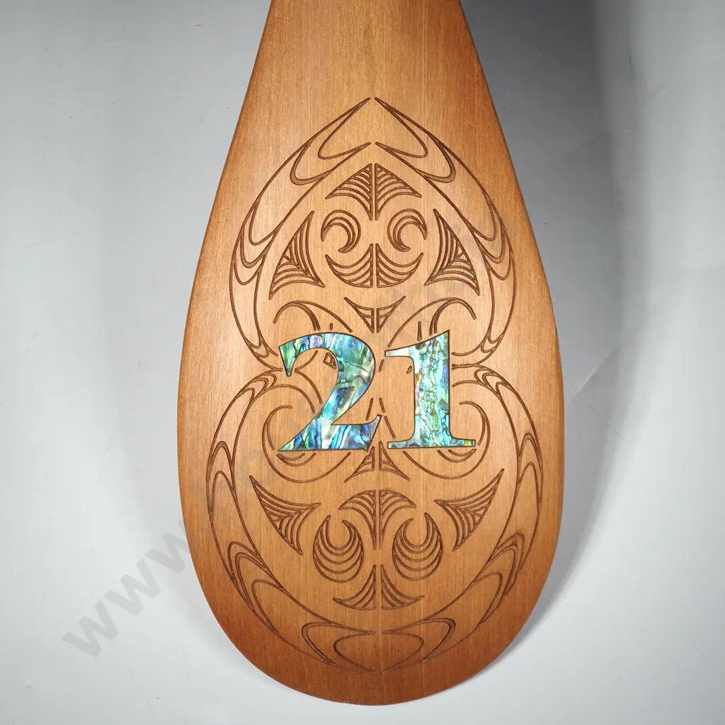 Wooden Maori Inspired 21st Birthday Patu w Paua Shell Inlay Image 1++