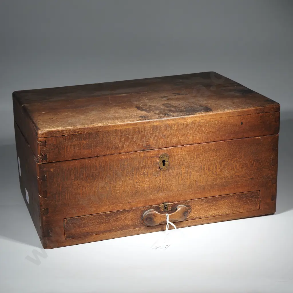 Vintage Wooden Storage Box w Sectional Drawer Below Image 1++