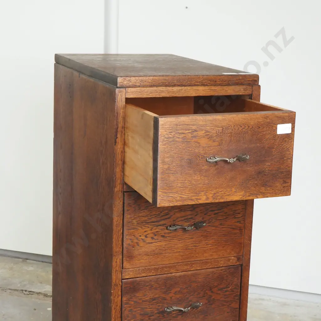 Vintage Oak Four Drawer Hi-Boy Image 1++