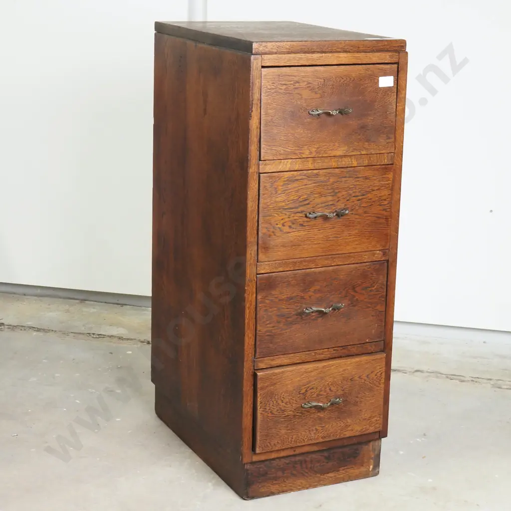 Vintage Oak Four Drawer Hi-Boy Image 1++