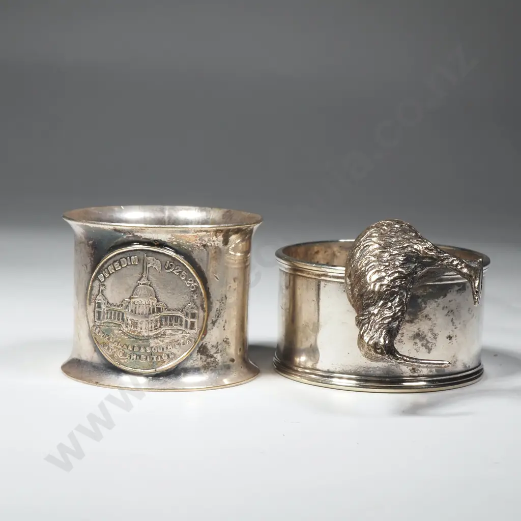 Figural EP Napkin Ring w Kiwi & Dunedin NZ & South Seas Exhibition 1925  Napkin Ring Image 1++