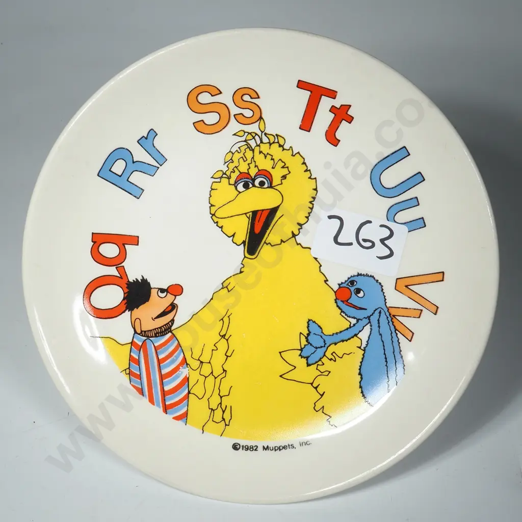 Crown Lynn Sesame Street Themed Side Plate w Alphabet From Q To V  ; Circa 1980; Image 1++