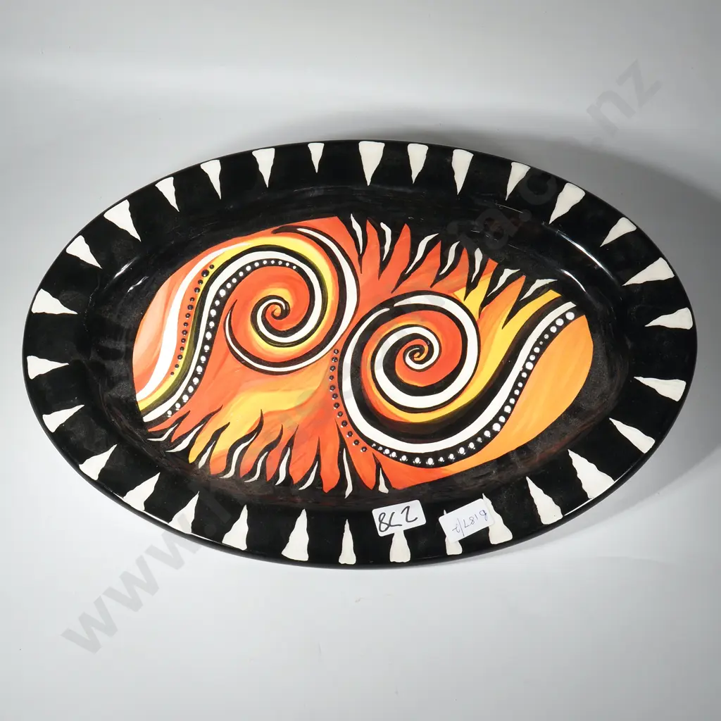 New Zealand Pottery Decorative Ashet Featuring Stylised Koru Designed Spirals by Jezzo Designs Image 1++