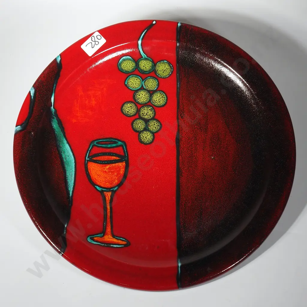 Morris & James Wine Glass Handcrafted Pottery  Platter Image 1++