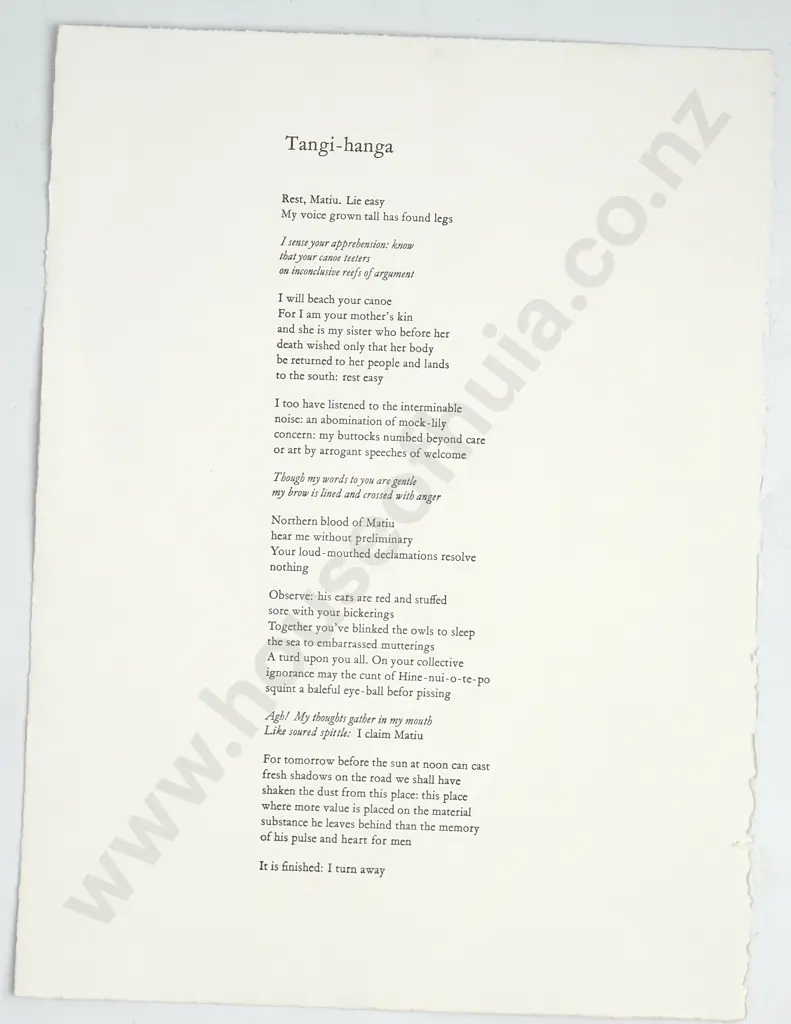 John Holmes - 'Tangi-hanga' Hand Printed on Fabriano Tiepolo 290 gsm Paper Image 1++