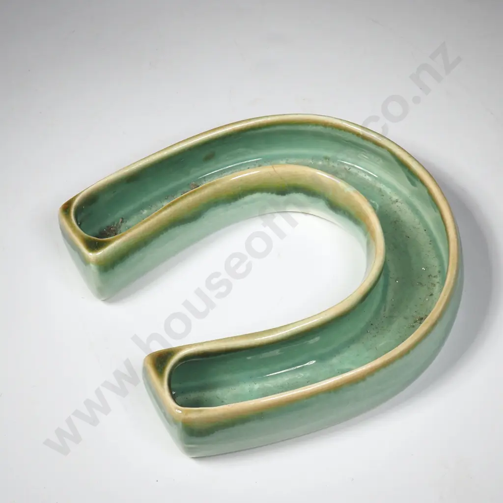 Crown Lynn Horsehoe Shaped Trough Vase W Drip Glaze. No 434. Image 1++