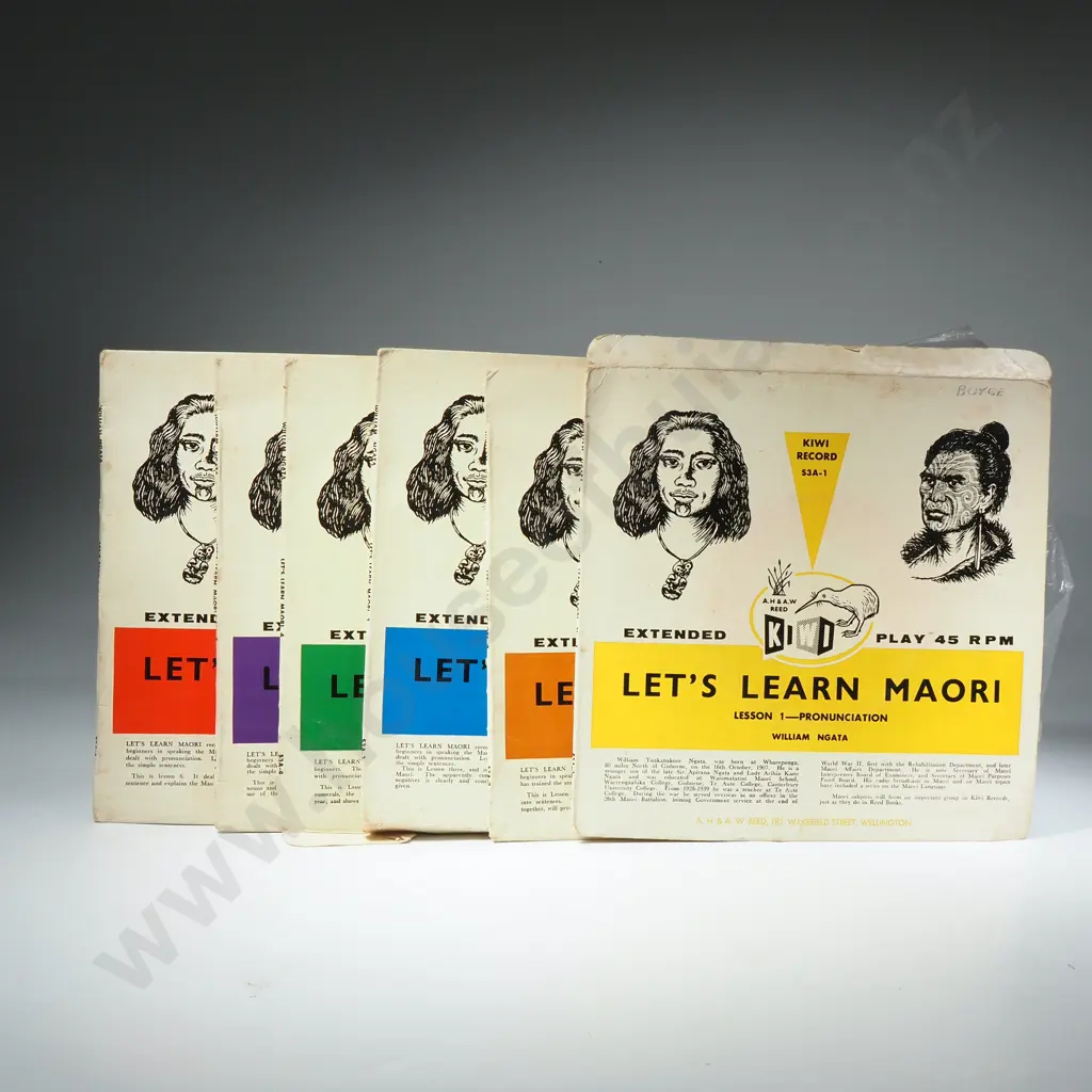Let's Learn Maori - William Ngata - 45RPM Records - Lesson 1 to 6 - Kiwi Records & Reed Books Image 1++