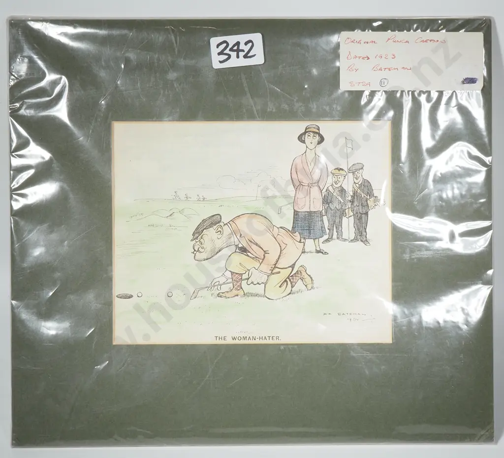 Post WW1 Golf Theme "The Woman - Hater"  Original Print 1920 Cartoon by H.E.Bateman. Image 1++