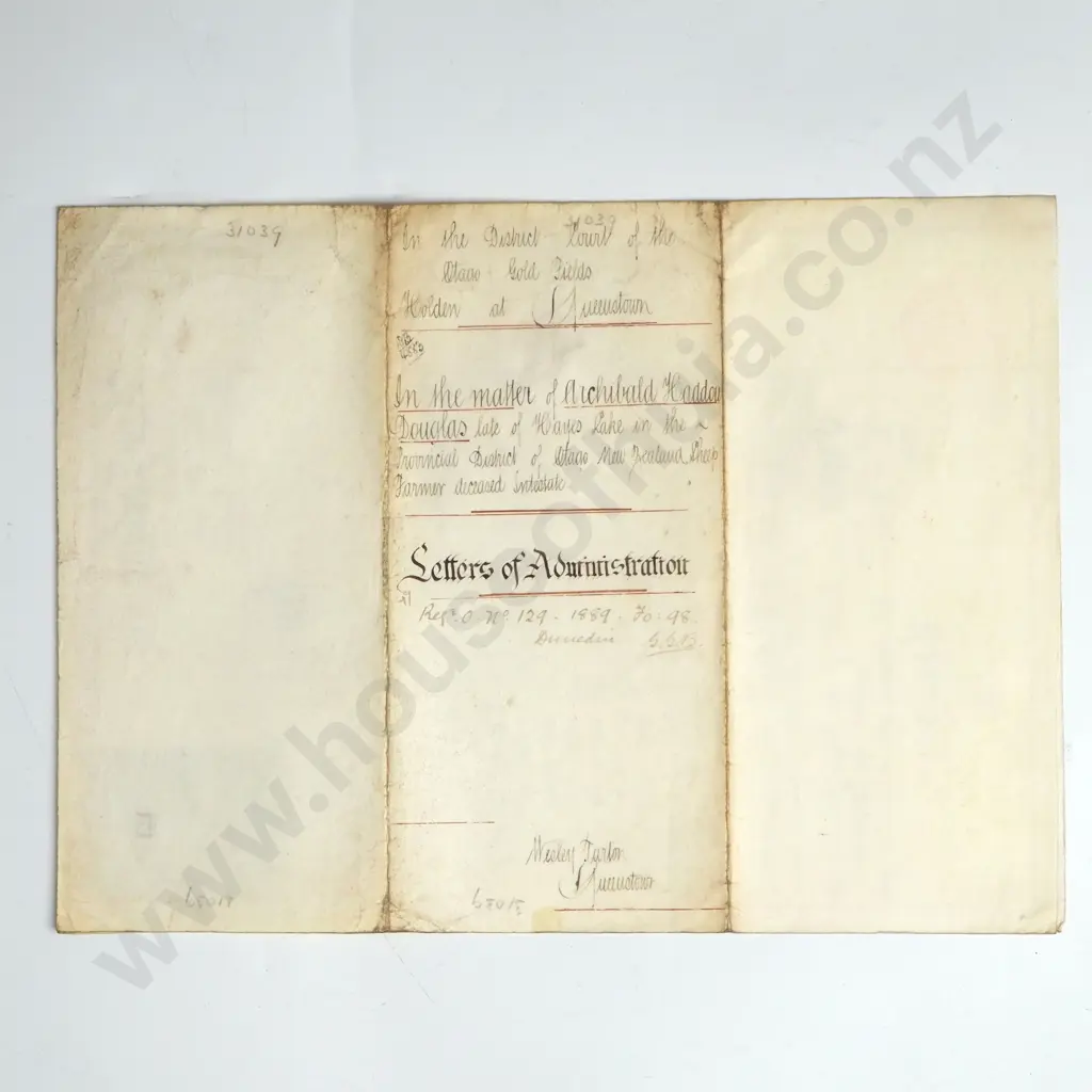 Will Administration - Otago New Zealand - 1889 Image 1++