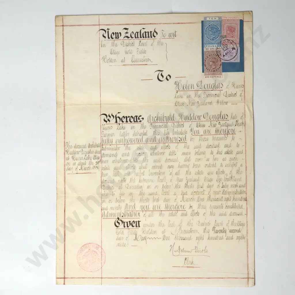Will Administration - Otago New Zealand - 1889 Image 1++