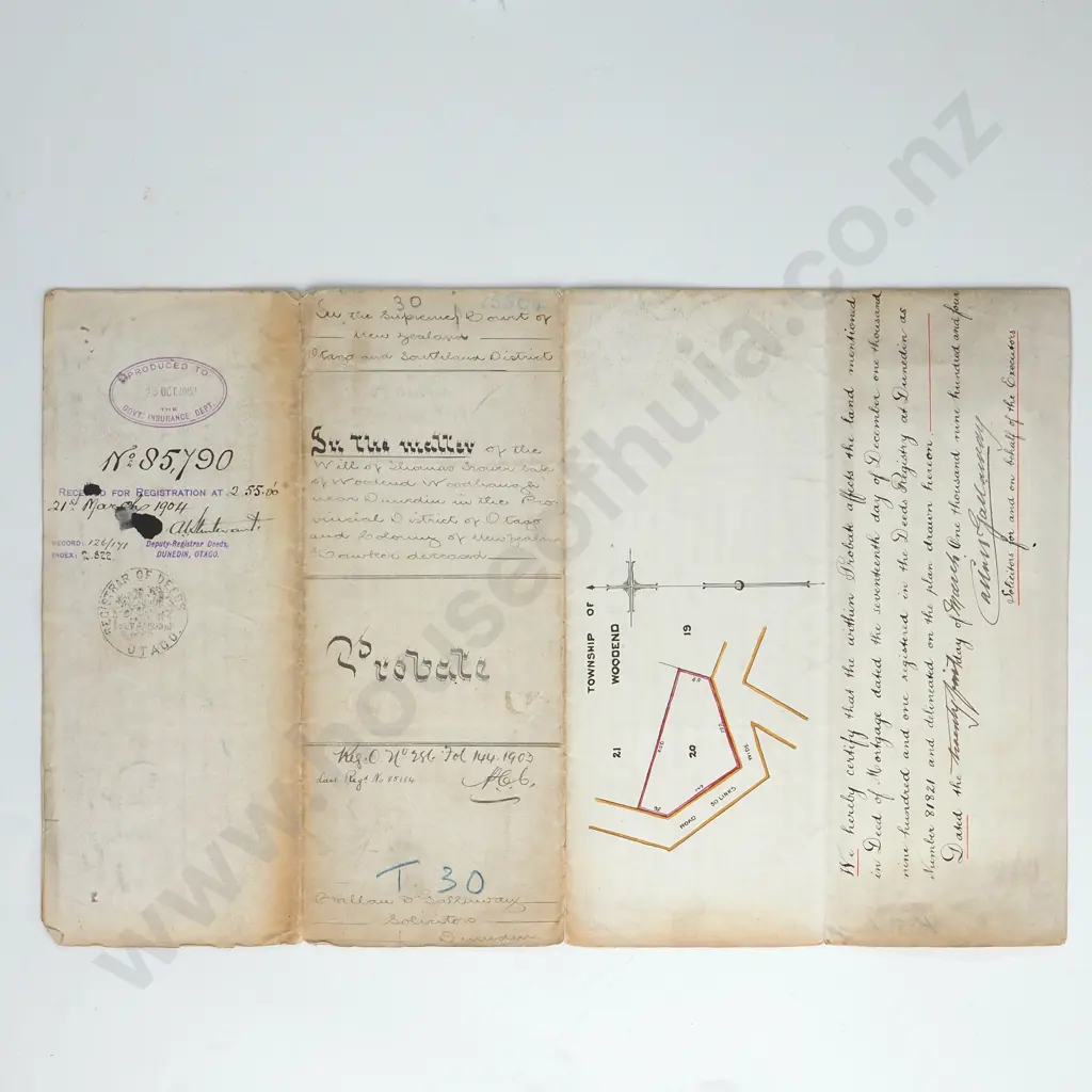 Probate - Otago/Southland New Zealand - 1904 Image 1++