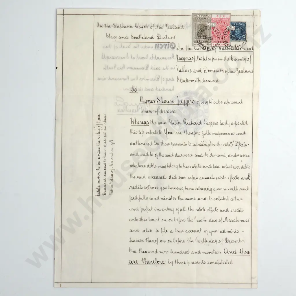Will Administration - Nightcaps New Zealand - 1919 Image 1++