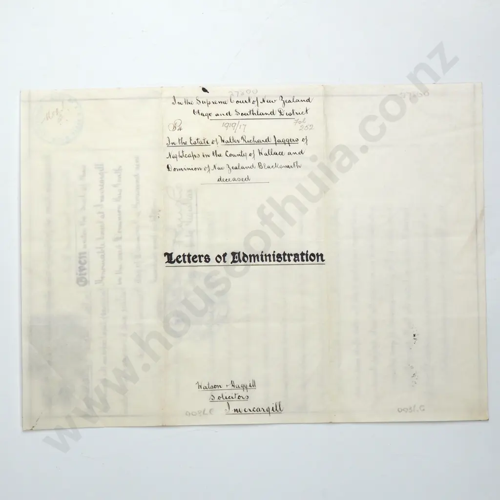 Will Administration - Nightcaps New Zealand - 1919 Image 1++
