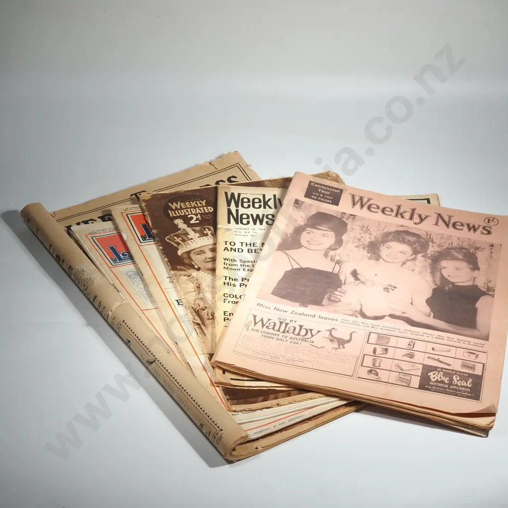 Eight Vintage Newspapers Incl. The Illustrated London News 1917 & 1918, The NZ Free Lance Nov 5 1952,  Image 1++