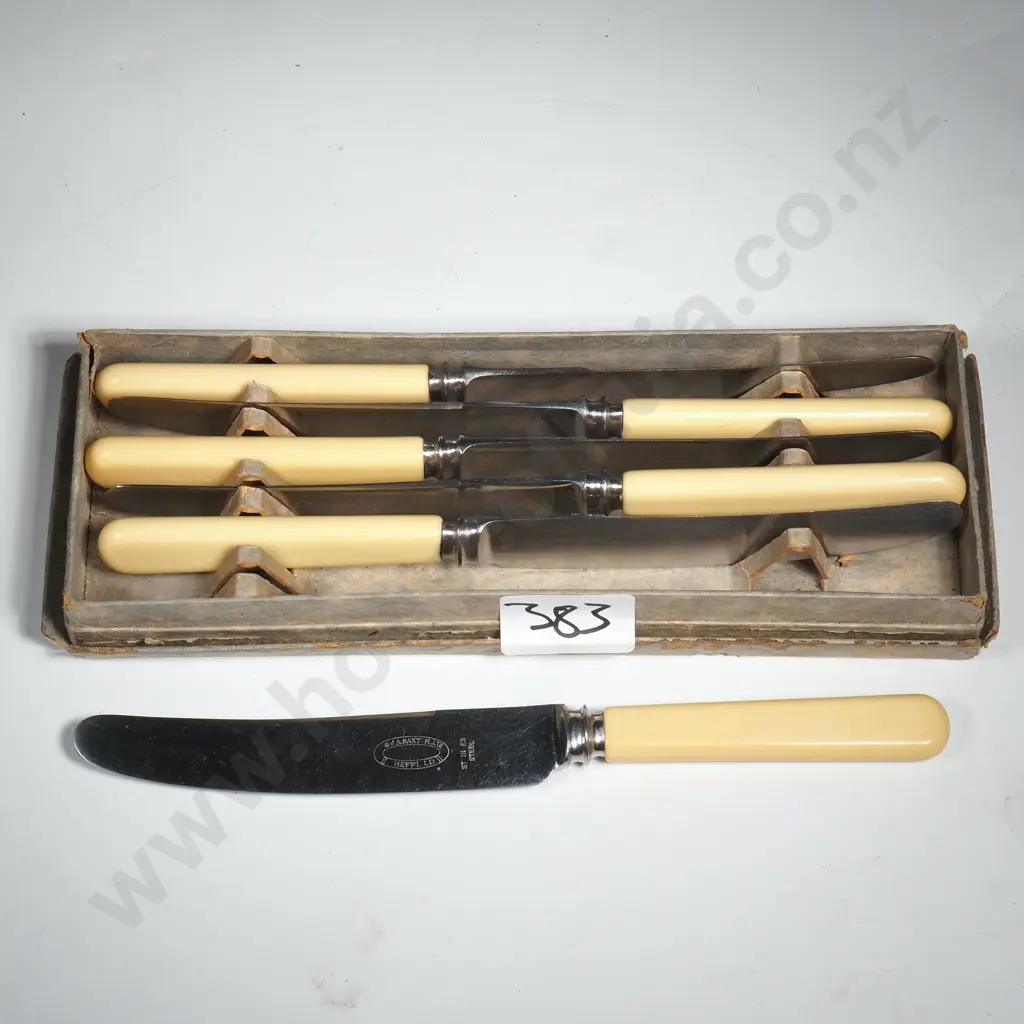 Box Of Six "Flag Brand" Bone Handled Entree Knives  Image 1++