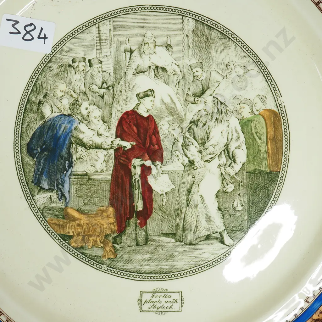 Large Adams Wall Plaque Illustrated w "Merchant Of Venice" Scene From Shakespeare  Image 1++