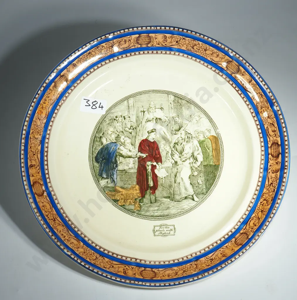 Large Adams Wall Plaque Illustrated w "Merchant Of Venice" Scene From Shakespeare  Image 1++
