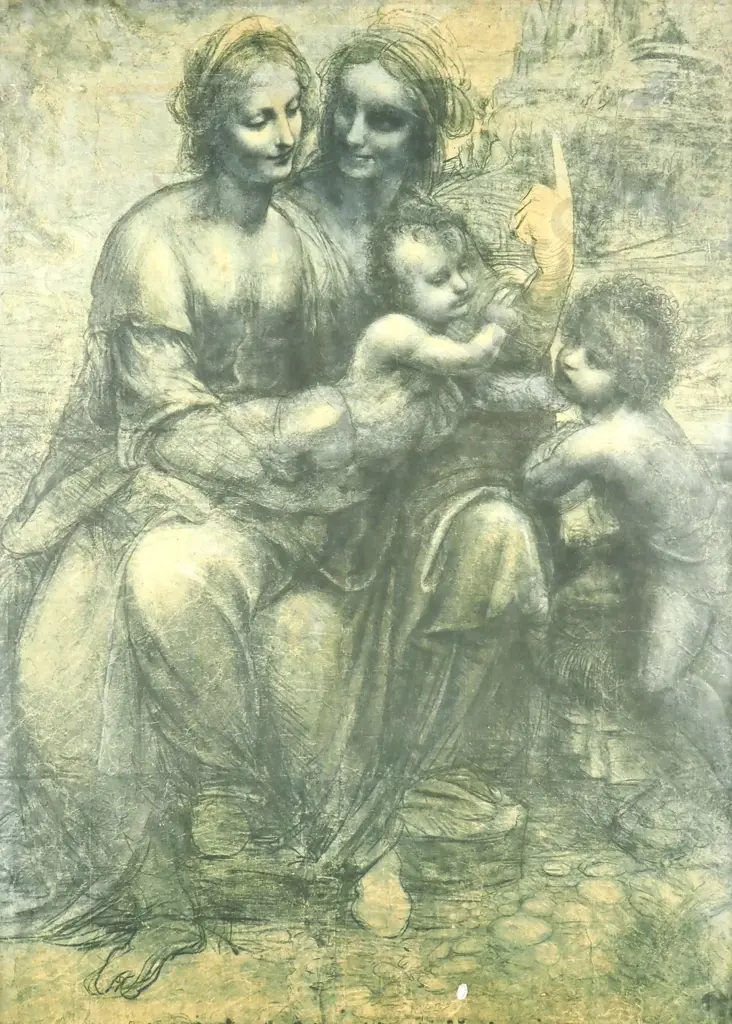 Leonardo Da Vinci - The Virgin & Child w Saint Anne & Saint John the Baptist, Print Image 1++