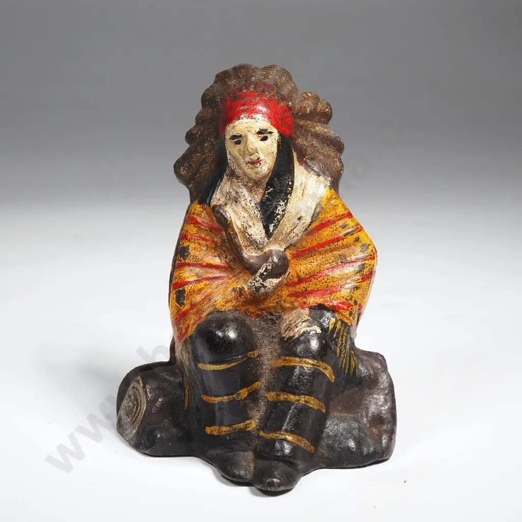 Small Cast Iron Money Bank in the form of a Seated Indian Image 1++