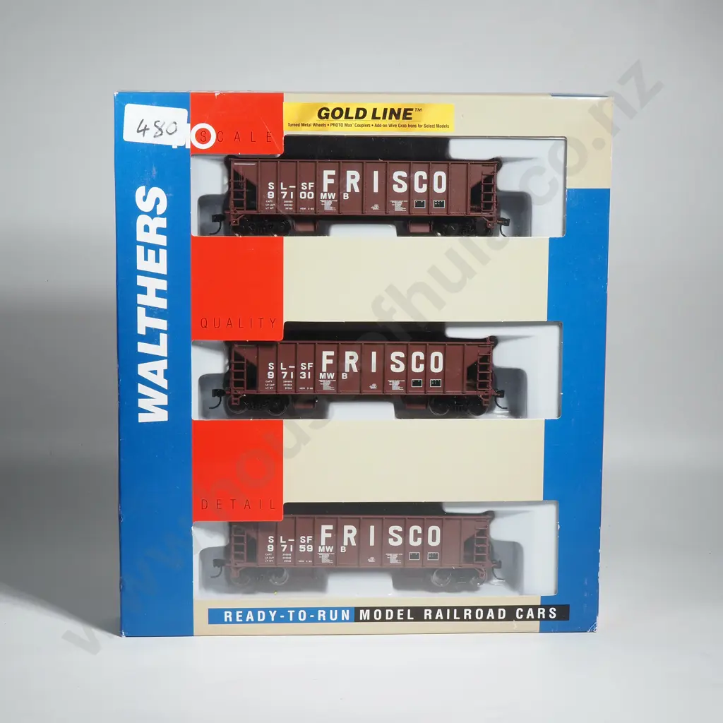 Walthers Three Pack 932-34241 HO Scale  Gold Line Ballast Hopper Freight Cars 'Frisco' Image 1++