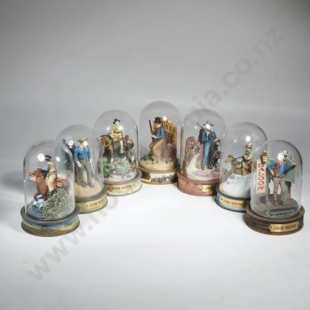 Collection of Seven John Wayne Hand Painted Limited Edition Sculptures Image 1++
