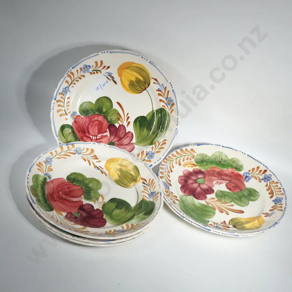 Six Belle Fiore Chanticleer Ware Dinner Plates Image 1++