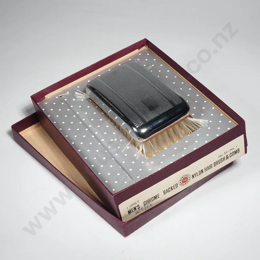 Chrome Mens Hair Brush In Original Bunting & Co. Box. Image 1++