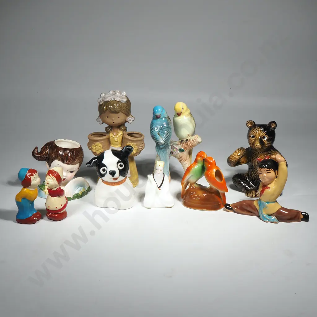 Nine  Japanese Figurines including 'Kissing Cousins' Salt & Pepper, Image 1++