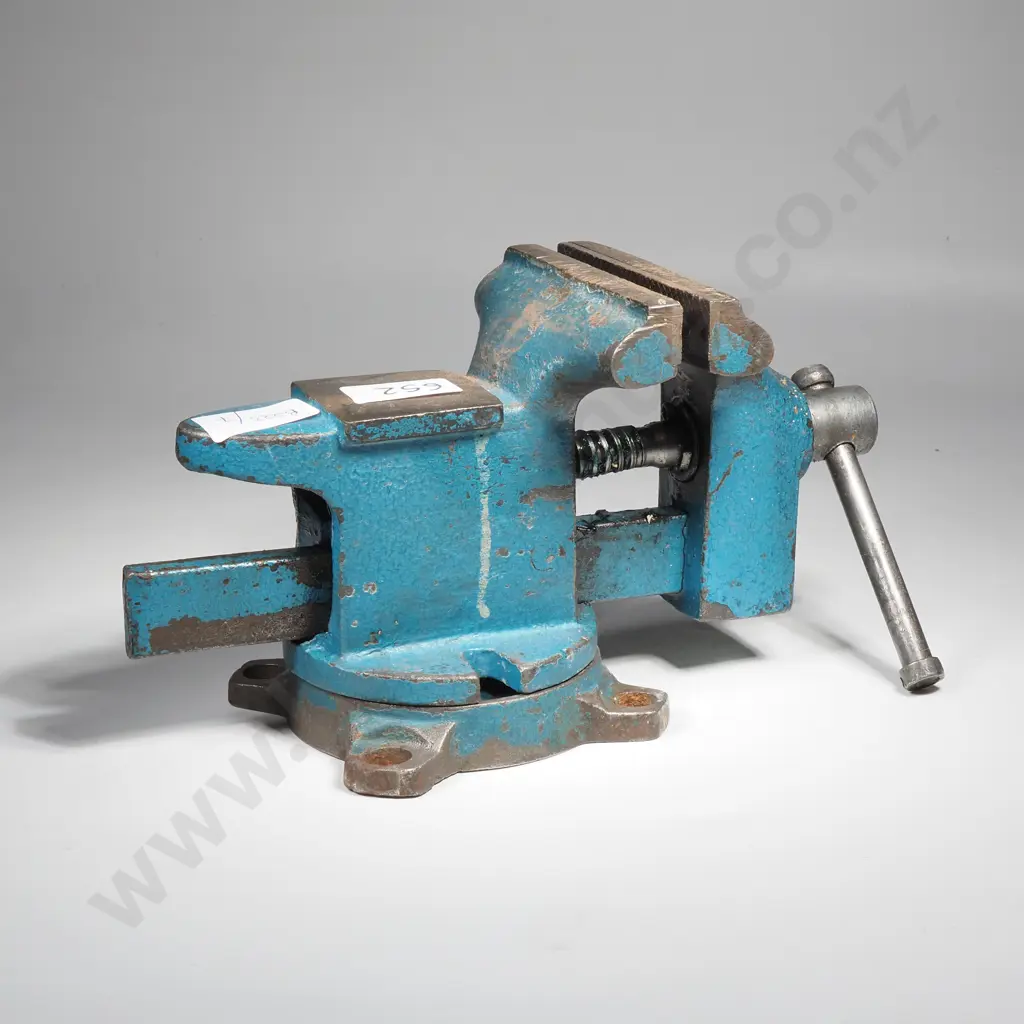 Vintage Blue  Bench Vise, Specifically a Parrot Vice Image 1++