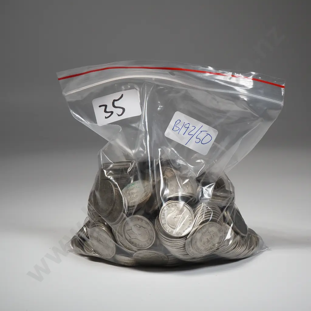 1.85 KG of New Zealand 50% Silver Shillings Image 1++