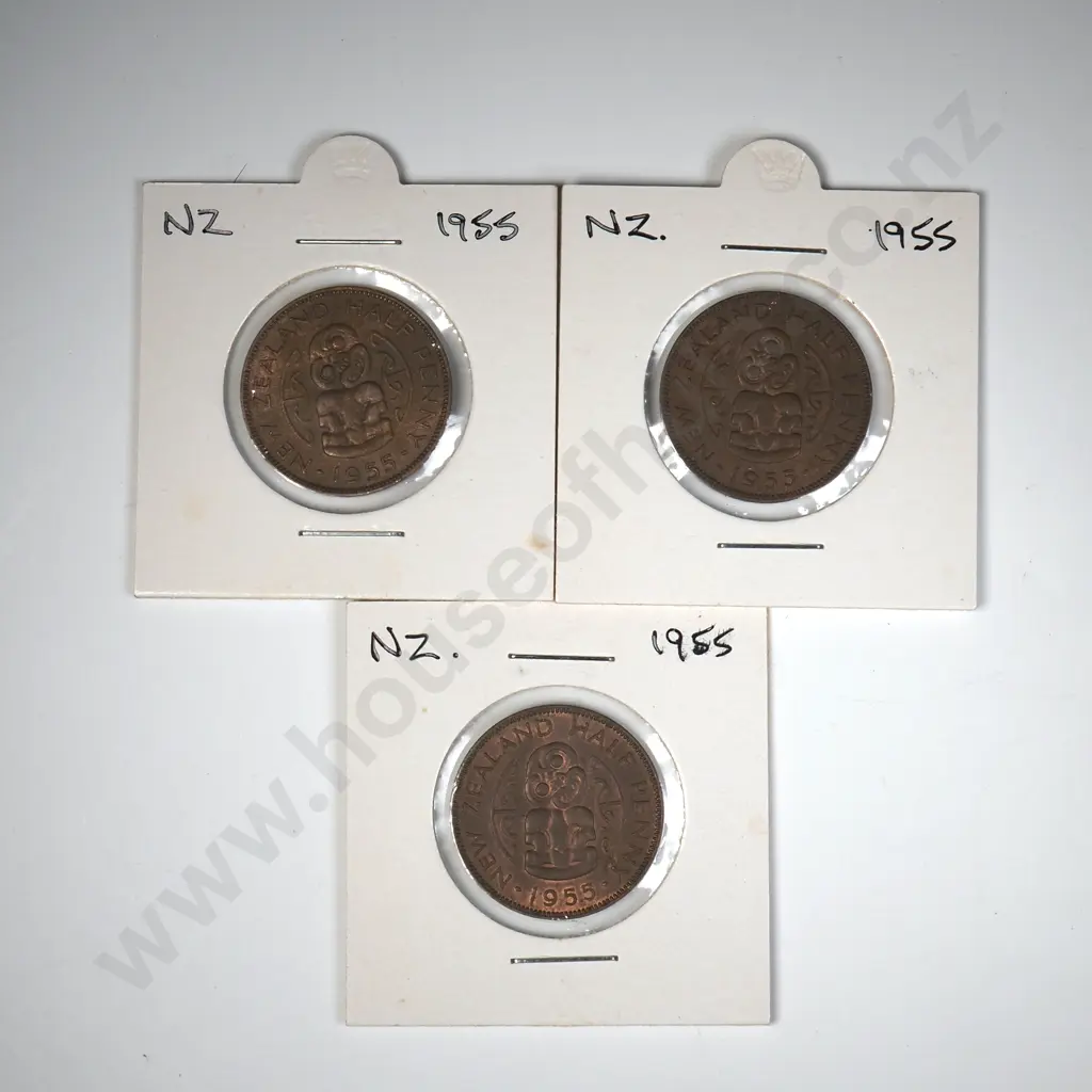 Two New Zealand Half Pennies & One Penny - Better Grades  Image 1++