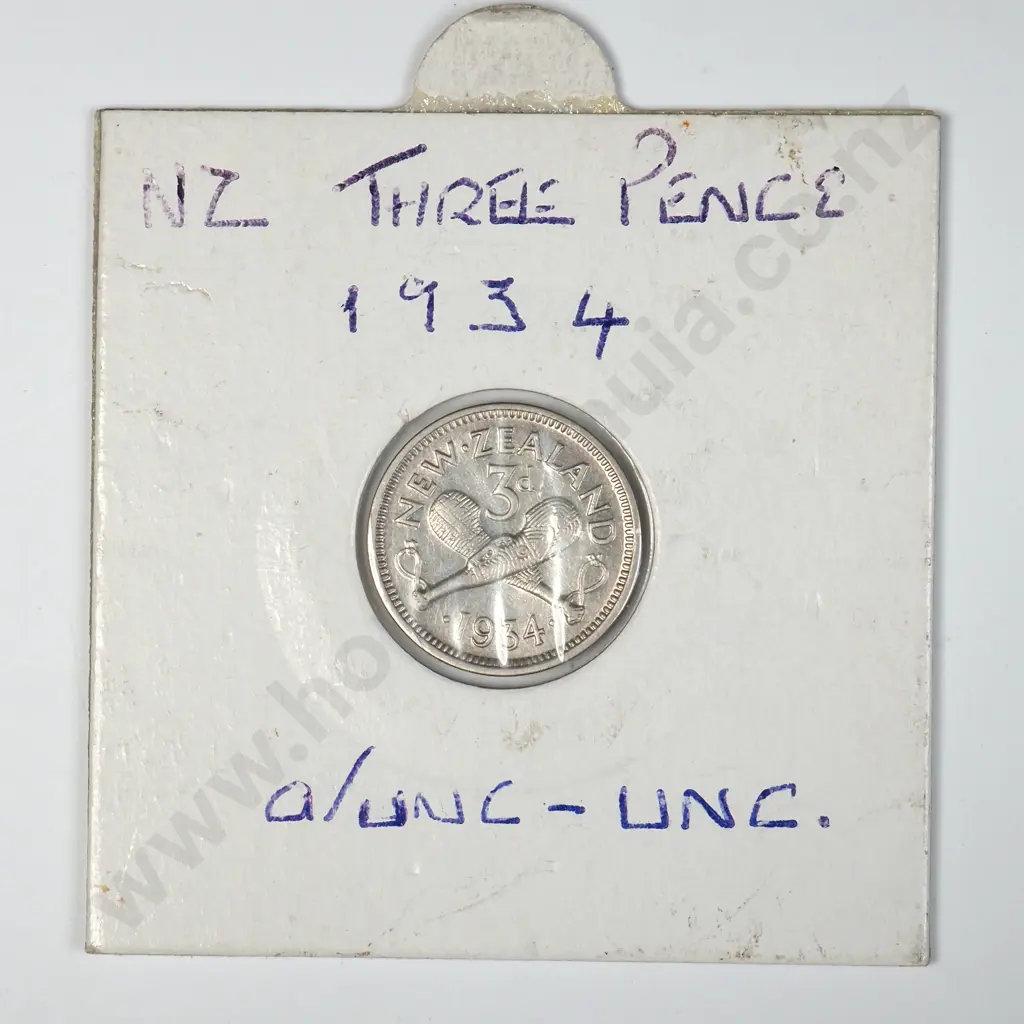1934 New Zealand Threepence - AUNC Image 1++