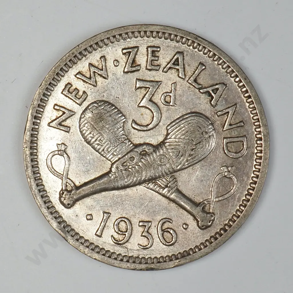 1936 New Zealand Threepence - Better Grade Image 1++