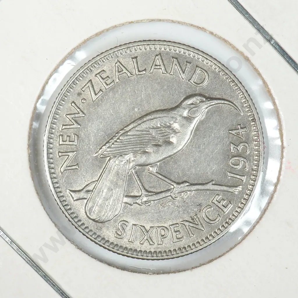 1934 New Zealand Sixpence - Better Grade Image 1++