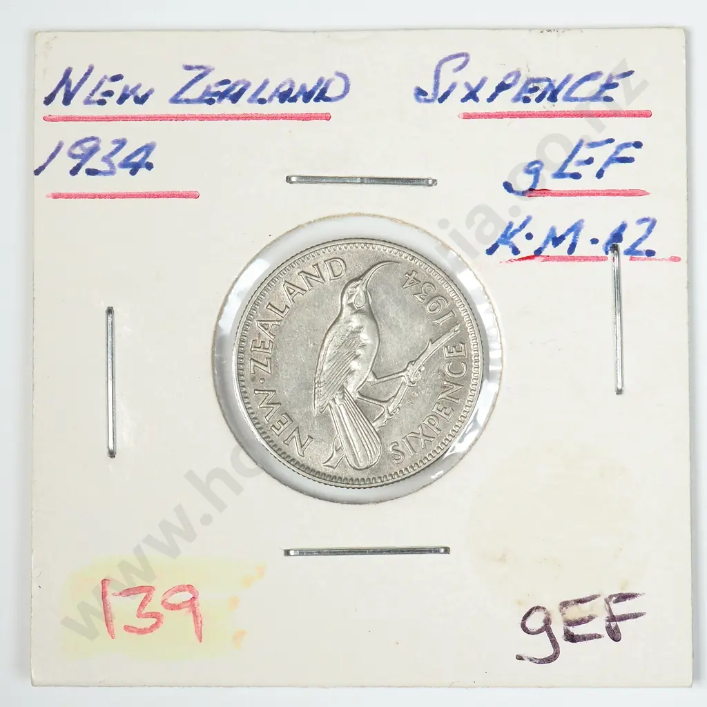1934 New Zealand Sixpence - Better Grade Image 1++