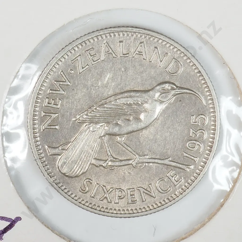 1935 New Zealand Sixpence - Better Grade Image 1++