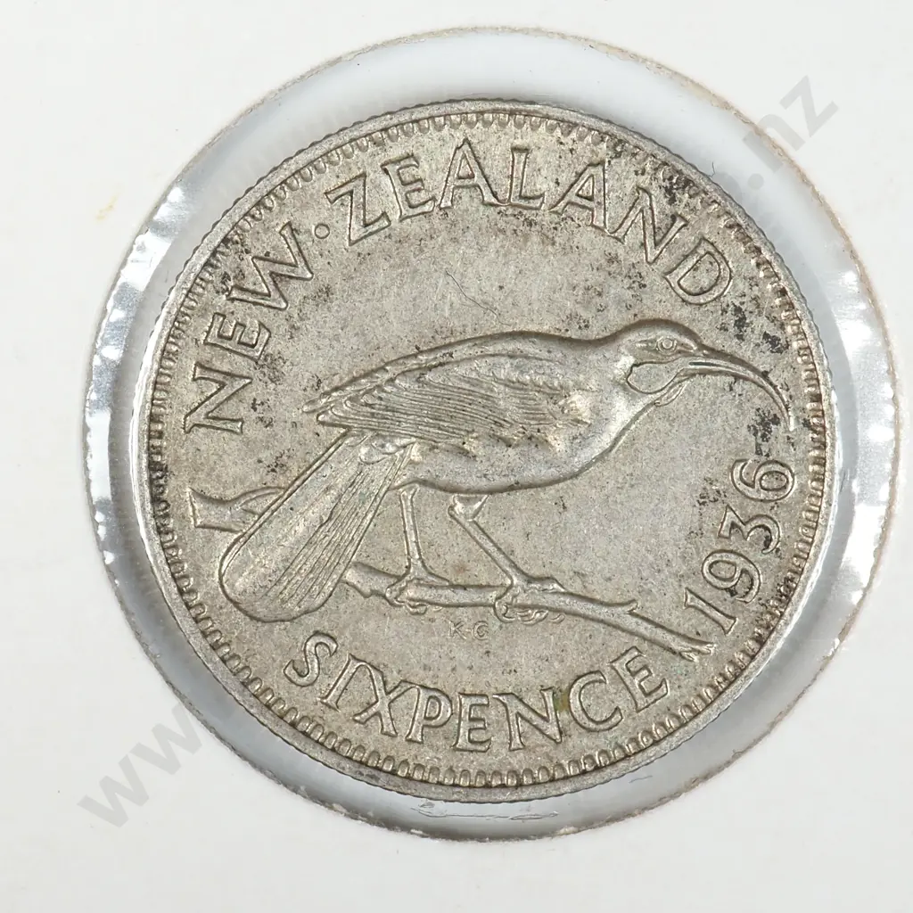 1936 New Zealand Sixpence - Better Grade Image 1++